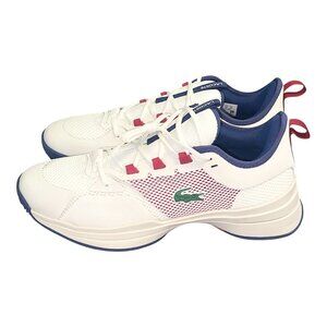 Lacoste Men’s Sneakers White Red Blue Size 10 US New w/ Box Tennis Court Shoes